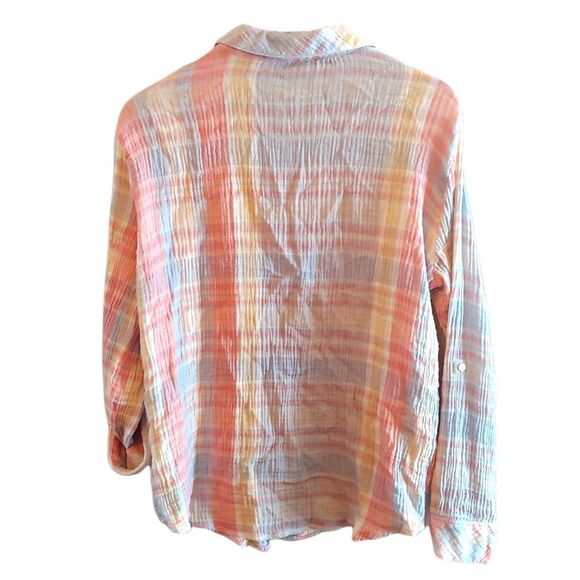Sanctuary Gauzy Pastel Plaid Button Up Shirt Size Medium - Picture 2 of 7
